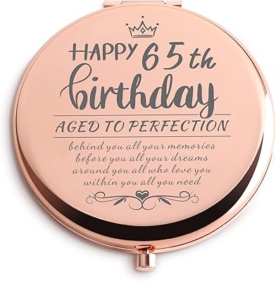 Cadeaux d'anniversaire 65e pour femmes, miroir de maquillage compact de voyage grossissant portable
