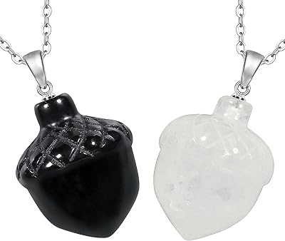 Nobuyay 2 pièces pendentif amulette en cristal de mini noix sculpté à la main