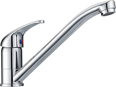 Robinet mitigeur d'évier de cuisine à levier unique avec bec long pivotant, robinet