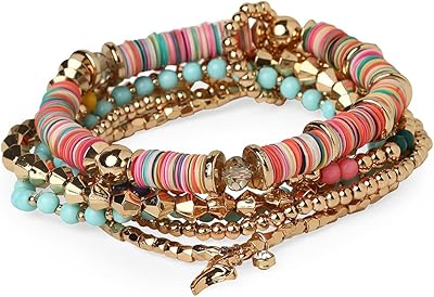 Bracelet extensible moderne, multicolore et parsemé de perles de zaveri - zpfk10874, métal