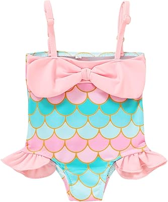 Maillot de bain une pièce à imprimé écailles de poisson arc-en-ciel et sirène