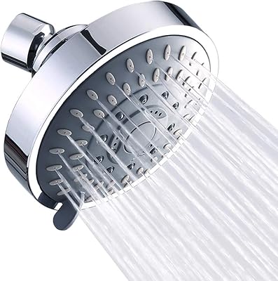 Pomme de douche fixe haute pression avec 5 réglages avec rotule pivotante