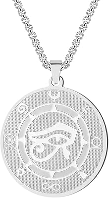 Pendentif rond en acier inoxydable œil d'horus de l'égypte ancienne, pendentif gravé