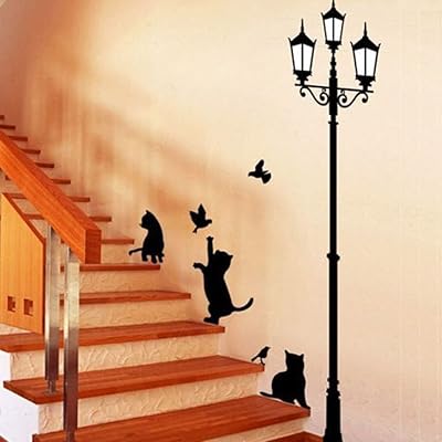 Sticker mural en vinyle pvc motif agneaux et chats anciens