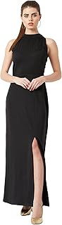 Robe longue trapèze en polyester pour femme (moss20d04-39-62)