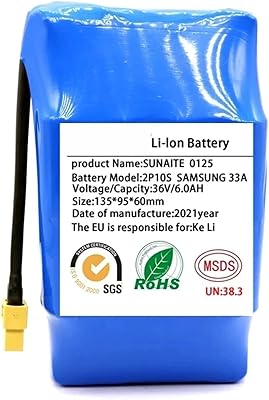 Batterie lithium-ion 36v 6a, batterie au lithium pour scooter équilibré compatible 36v 6000mah