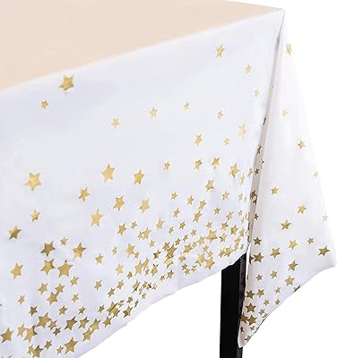 Chemins de table de fête, nappe en plastique jetable avec étoiles dorées pour fête d'anniversaire, mariages, petites étoiles rectangulaires, 54x108 pouces (1 paquet). Diaytar : Qualité professionnelle, prix grand public