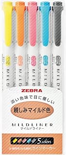 Ensemble de stylos de couleur zebra mildliner, 5 stylos faciles à utiliser (wkt7-n-5c)