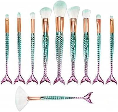Ensemble de pinceaux de maquillage sirène, magnifique ensemble de maquillage de 10 pièces