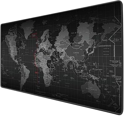 Tapis de souris de jeu antidérapant avec carte du monde, base en caoutchouc