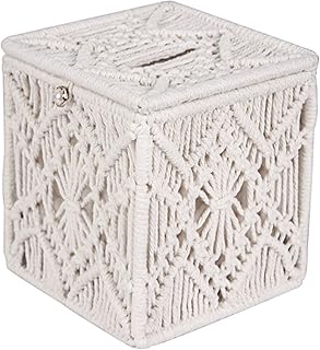 Couverture de boîte à mouchoirs carrée au design bohème avec pince à perles, organisateur de mouchoirs en macramé, décoration d'intérieur pour salle de bain, chambre à coucher, armoire, salon, bureau. Diaytar Sénégal : Achetez plus, dépensez moins