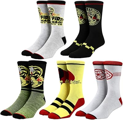 Chaussettes décontractées cobra kai - 5 paires, multicolores, taille unique