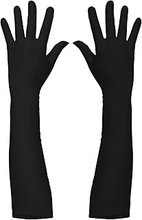 Amzoya gants d'opéra longs en satin noir 21" de longs gants extensibles noirs