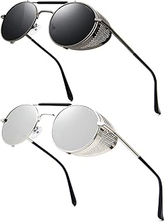 Lunettes de soleil polarisées rondes vintage steampunk lunettes de protection rétro uv400 monture en métal. Diaytar Sénégal : Des promotions qui ont du sens