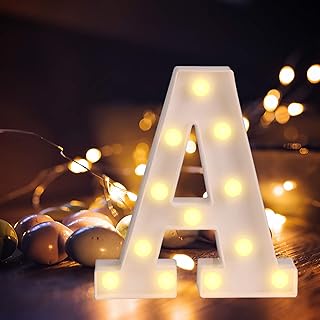 Lettres lumineuses, lettres de l'alphabet chaudes, lumières led, veilleuse blanche chaude pour la décoration