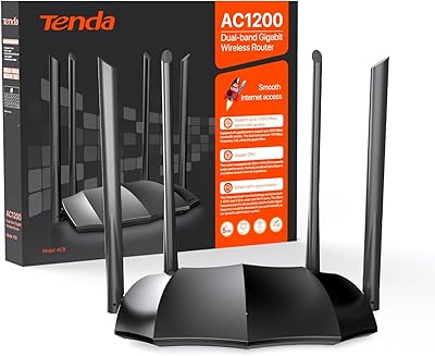 Routeur wifi gigabit tenda ac8 double bande ac1200 867mbps 5g + 300mbps 2.4g