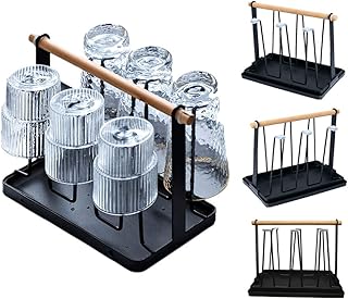 Égouttoir à tasses et organisateur de en métal avec bac d'égouttage