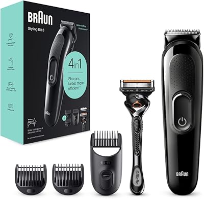 Kit de coupe visage et tête braun 4 en 1 avec rasoir gillette