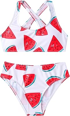 Maillot de bain d'été mignon à imprimé floral pastèque pour filles, maillot