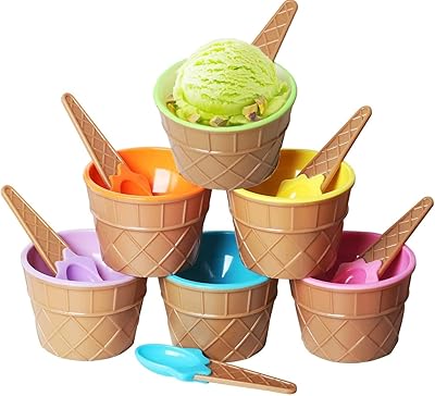 Récipients à crème glacée avec cuillères 6 magnifiques récipients glace pour enfants