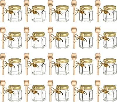 Mini pots de miel hexagonaux adapocote de 15 oz 20 pièces avec couvercles