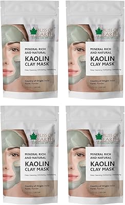 Bliss of earth 100% poudre d'argile de kaolin blanche pure | 4x100gm |