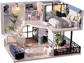 Maison de poupée miniature phosulis avec meubles maison en bois 3d