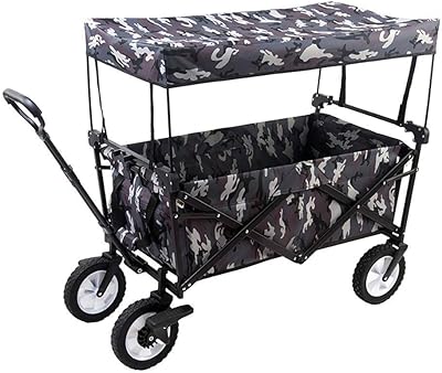 Chariot pliable pliable avec pare-soleil/pluie, poignée extensible réglable, toile et auvent amovibles, chariot