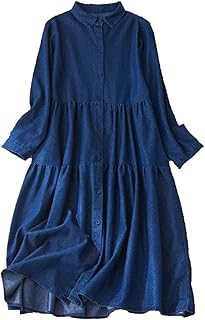 Zokiva patchwork robe longue formelle à manches longues en jean d'automne de travail