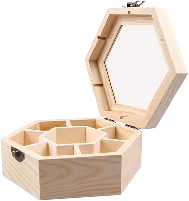 Boîte de rangement de bijoux en bois expert avec fenêtre à couvercle à