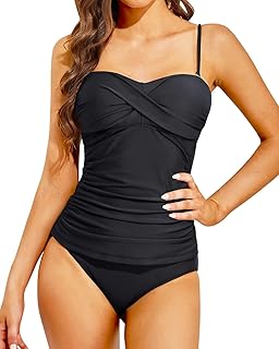 Maillot de bain tankini bandeau deux pièces pour femme, gainant le ventre, haut