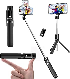 Tecom perche à selfie extensible 3 en 1 avec support de téléphone