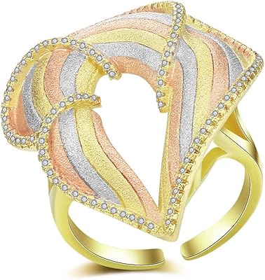 Bagues à motif de fleurs en or blanc et rose 18 carats, bague