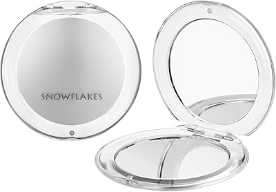 Miroir grossissant compact - mini miroir à main de voyage flocon de neige
