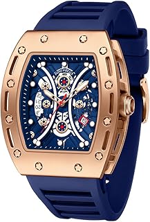 Montre squelette tono de luxe pour hommes, étanche, bracelet en silicone réglable, chronographe