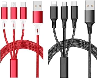 Câble multi-chargeur, paquet de 2 câbles de charge multi-usb 3 en 1 tressés