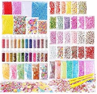 Kit de fournitures pour slime elissa, 72 pièces de breloques pour slime comprenant des boules flottantes, des paillettes, des tranches de fruits en fleurs de gâteau, des perles d'aquarium, des coquillages, des accessoires pour la fabrication de slime à faire soi-même. Votre shopping simplifié de A à Z avec Diaytar