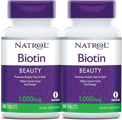 Natrol biotin, 1000 mcg, améliore la santé des cheveux et des ongles