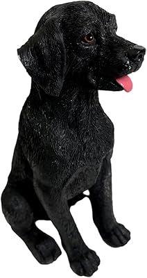 Statue de figurine de labrador retriever noir, cadeau de chien assis