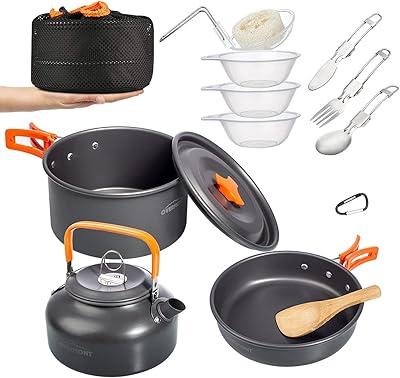 Ensemble de batterie de cuisine de camping ocuz® 14 pièces, ensemble de cuisine