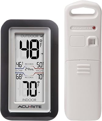 Thermomètre numérique précis 02043 avec température intérieure/extérieure, noir, 0,3