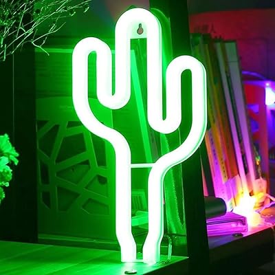 Enseigne néon en forme de cactus panneaux d'éclairage verts pour décoration
