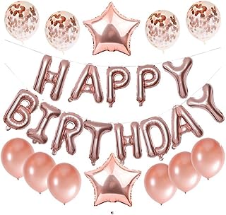 Haimemool ensemble de ballons joyeux anniversaire en or rose - 13 ballons en forme de lettres, 2 ballons étoiles géantes, 4 ballons confettis, 11 ballons en latex pour décorations de fête d'anniversaire. Shoppez futé, shoppez Diaytar Sénégal