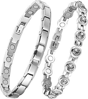 2 pièces bracelets magnétiques pour femmes sigmag détox lymphatique acier titane traitement magnétique