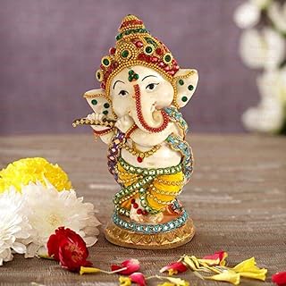 Statue de ganesh à rubans de marée (5,5" x 2,3", multicolore) idole