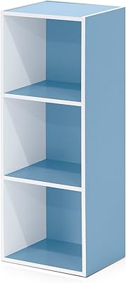 Bibliothèque ouverte frono à 3 niveaux, blanc/bleu clair 11003wh/lbl