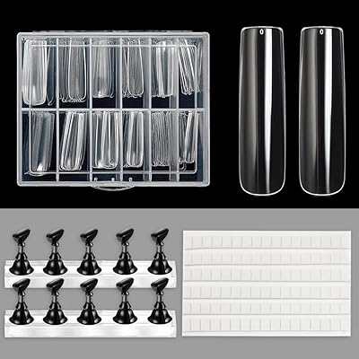 Kit d'ongles carrés longs nouval - 360 pièces d'embouts transparents à couverture complète