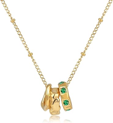 Tomophile collier de pierres précieuses vertes à 3 cercles pour femmes collier