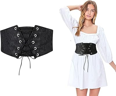 Ceinture corset noire pour femme ceinture à nouer en dentelle vintage élastique la décoration