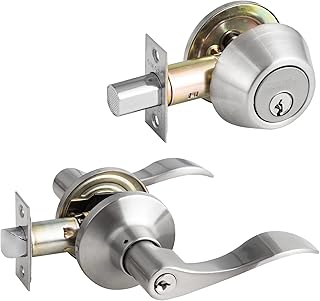 Ensemble de serrure de porte d'entrée notetype en nickel satiné avec serrure à